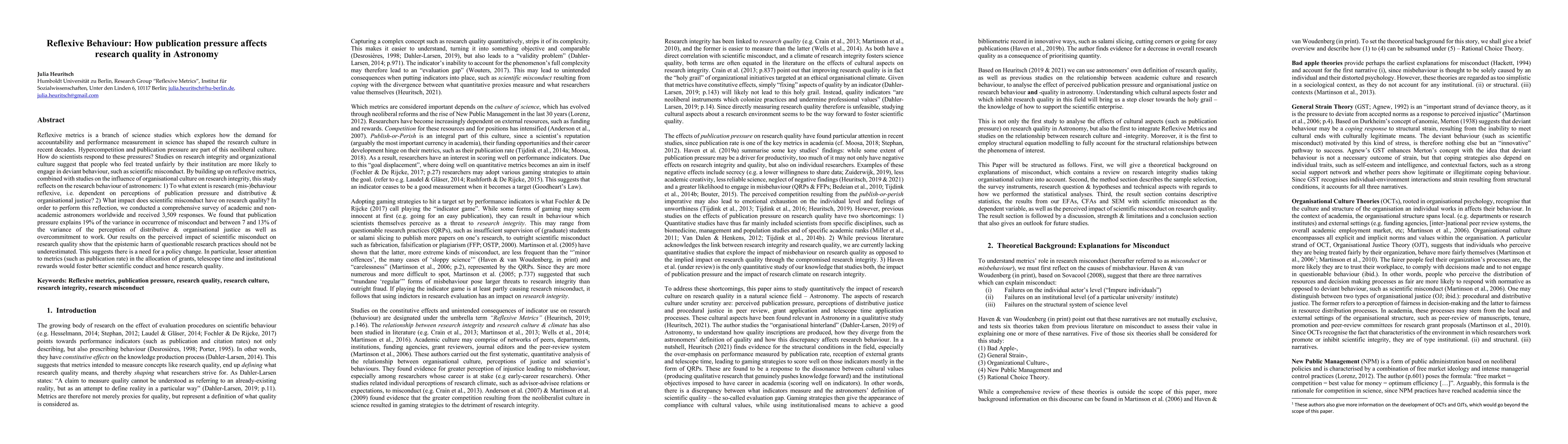 Thumbnail for Reflexive Behaviour: How publication pressure affects research quality
  in Astronomy