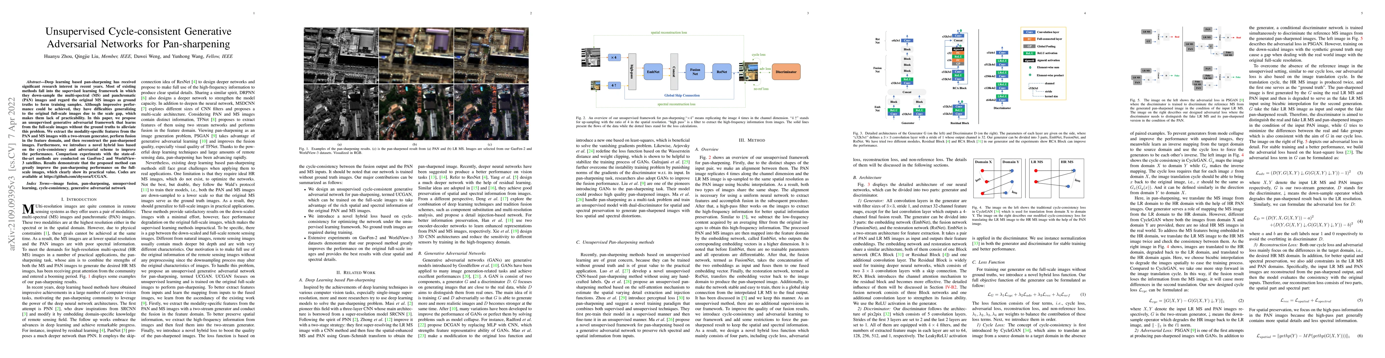 Thumbnail for Unsupervised Cycle-consistent Generative Adversarial Networks for
  Pan-sharpening