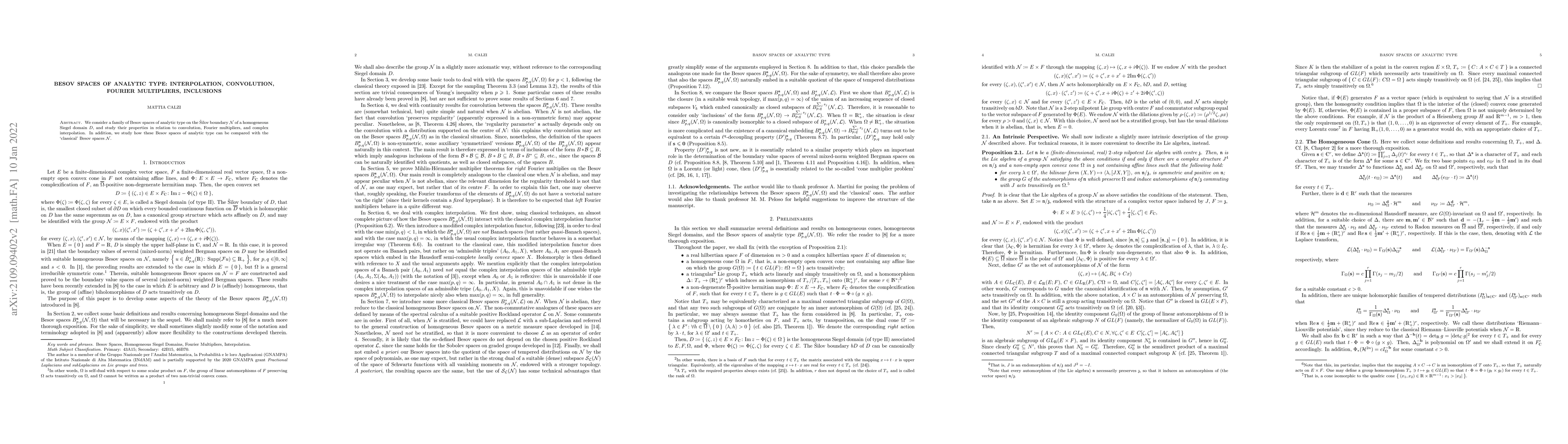 Thumbnail for Besov Spaces of Analytic Type: Interpolation, Convolution, Fourier
  Multipliers, Inclusions