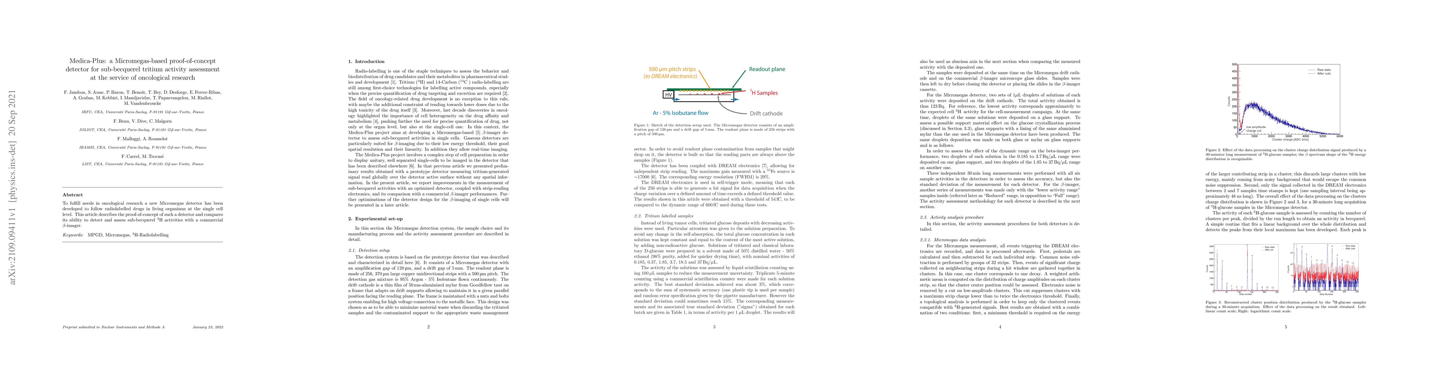 Thumbnail for Medica-Plus: a Micromegas-based proof-of-concept detector for
  sub-becquerel tritium activity assessment at the service of oncological
  research