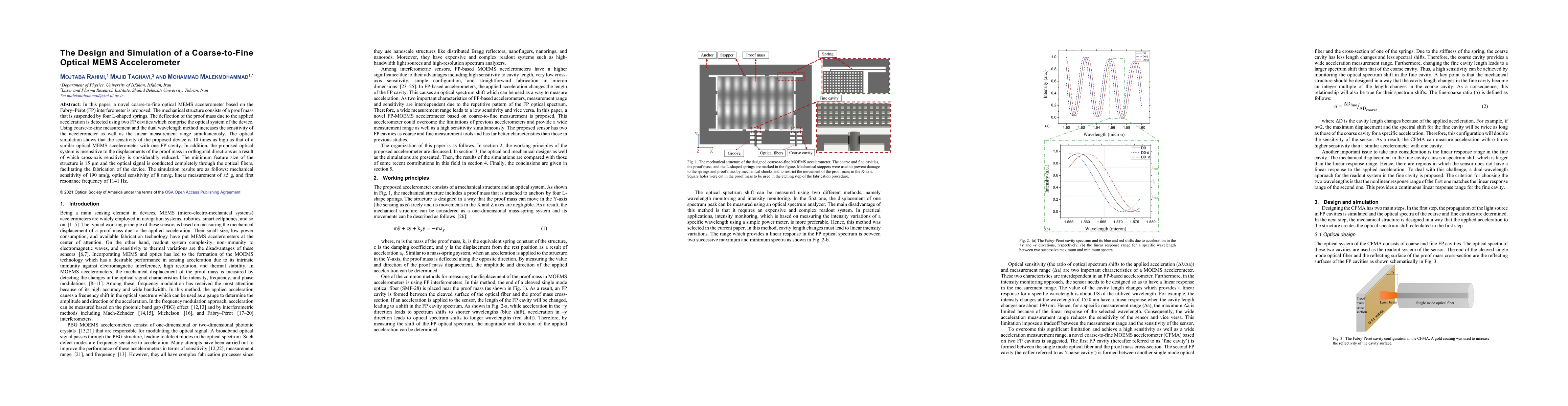 Thumbnail for The Design and Simulation of a Coarse-to-Fine Optical MEMS Accelerometer