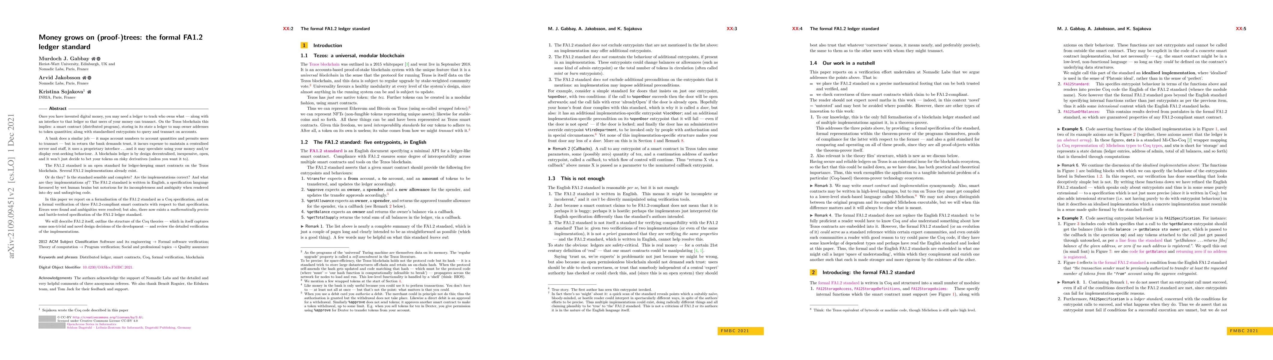 Thumbnail for Money grows on (proof-)trees: the formal FA1.2 ledger standard