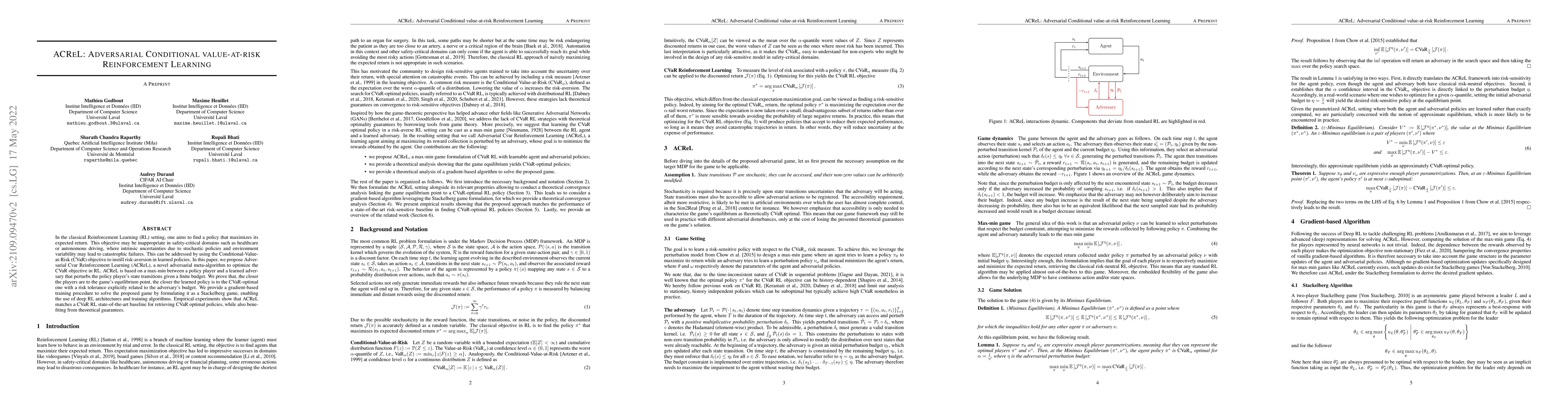 Thumbnail for ACReL: Adversarial Conditional value-at-risk Reinforcement Learning