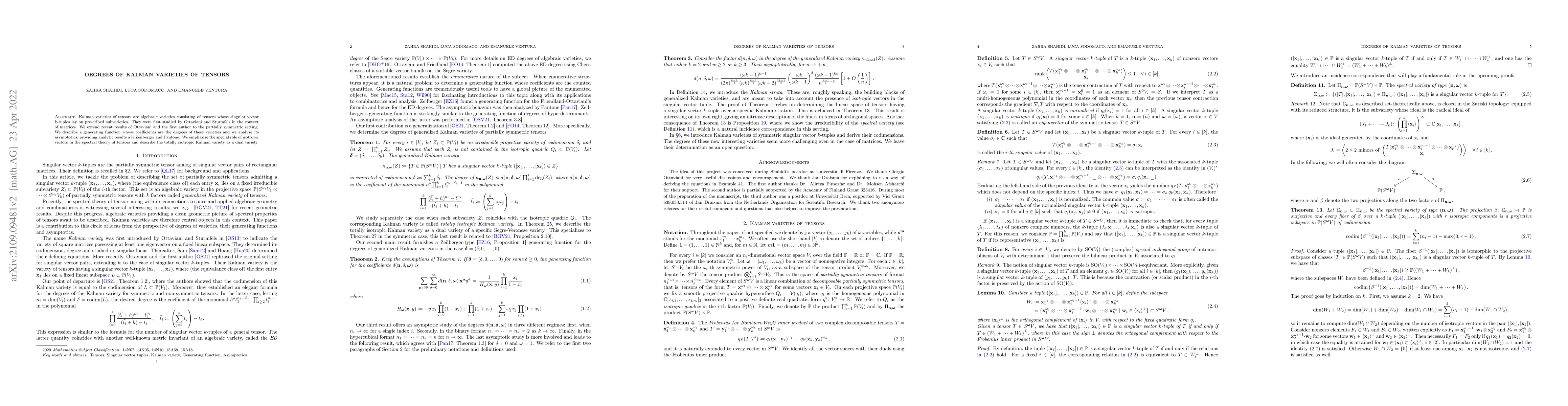Thumbnail for Degrees of Kalman varieties of tensors