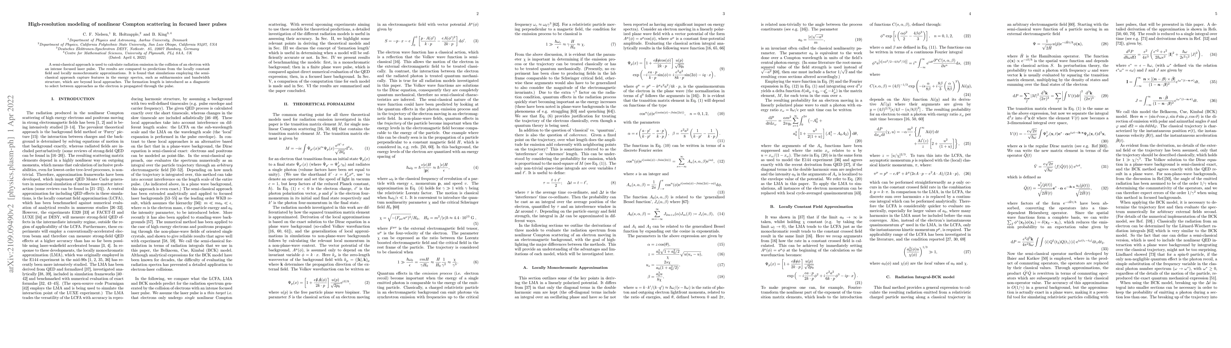 Thumbnail for High-resolution modeling of nonlinear Compton scattering in focused
  laser pulses