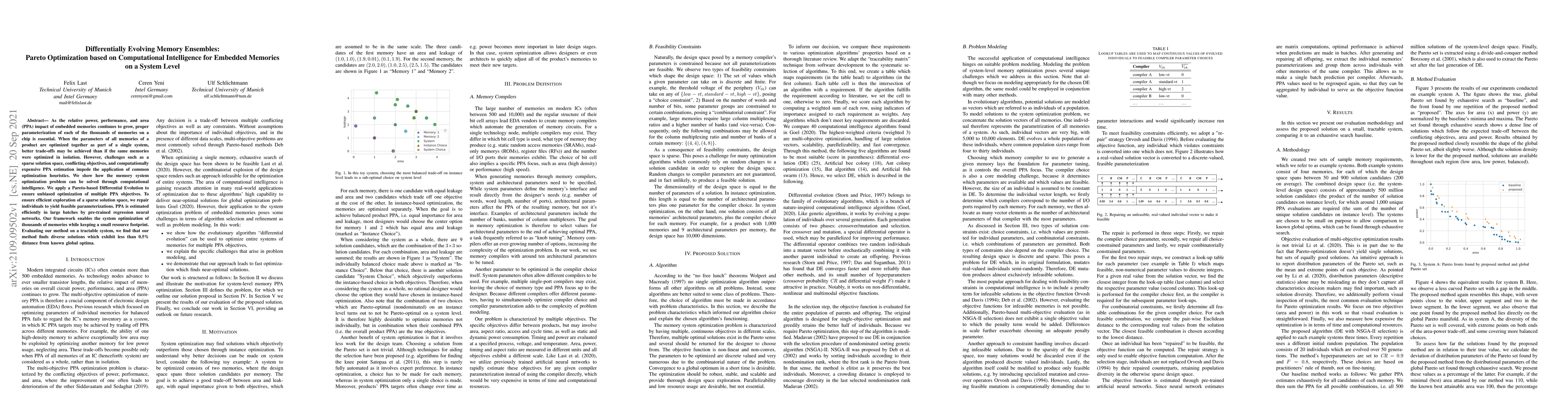 Thumbnail for Differentially Evolving Memory Ensembles: Pareto Optimization based on
  Computational Intelligence for Embedded Memories on a System Level