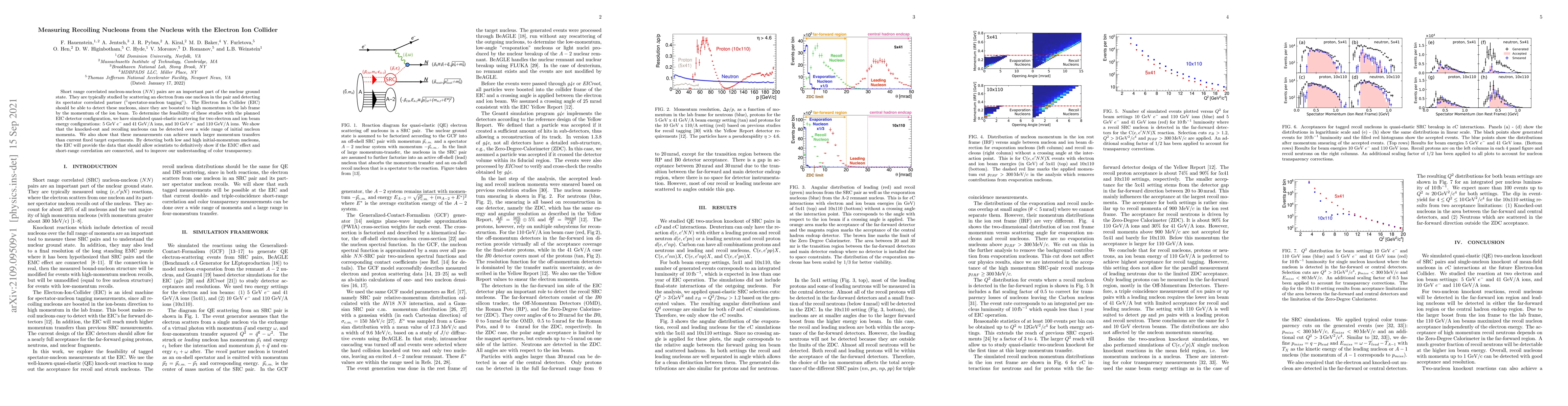 Thumbnail for Measuring Recoiling Nucleons from the Nucleus with the Electron Ion
  Collider