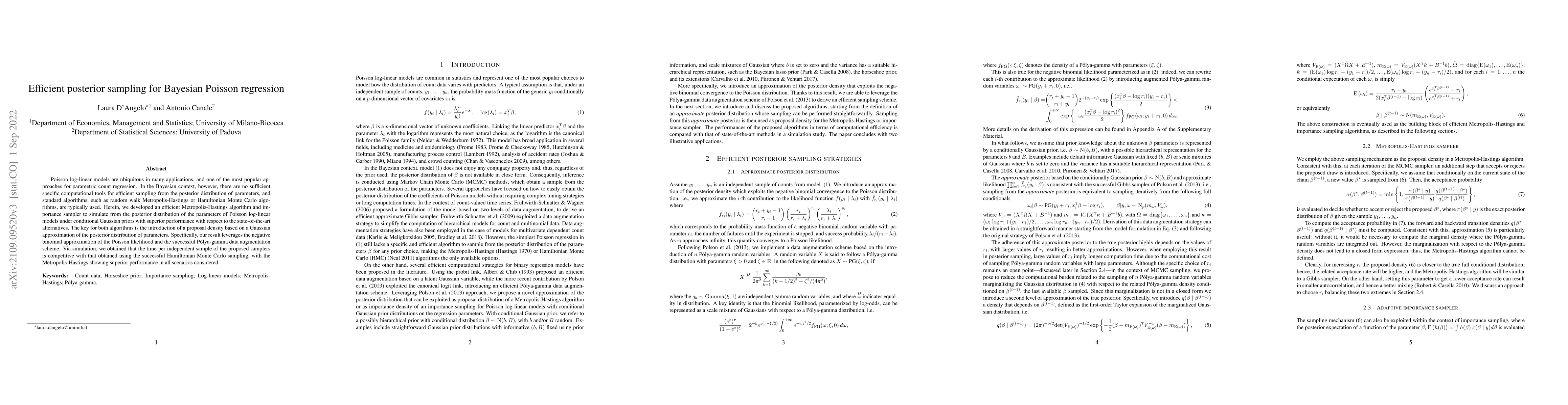 Thumbnail for Efficient posterior sampling for Bayesian Poisson regression