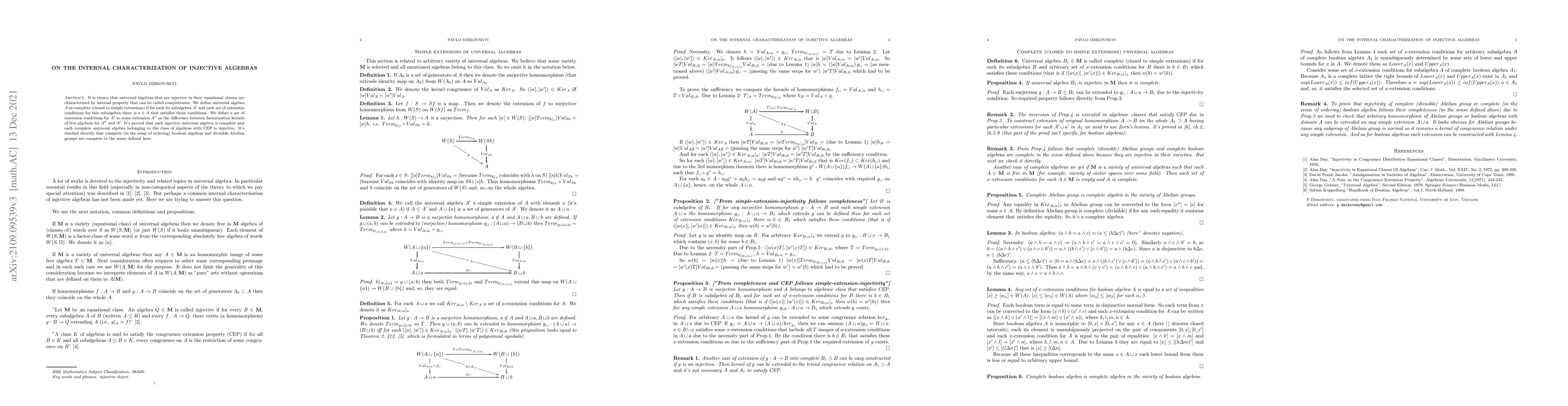 Thumbnail for On the internal characterization of injective algebras