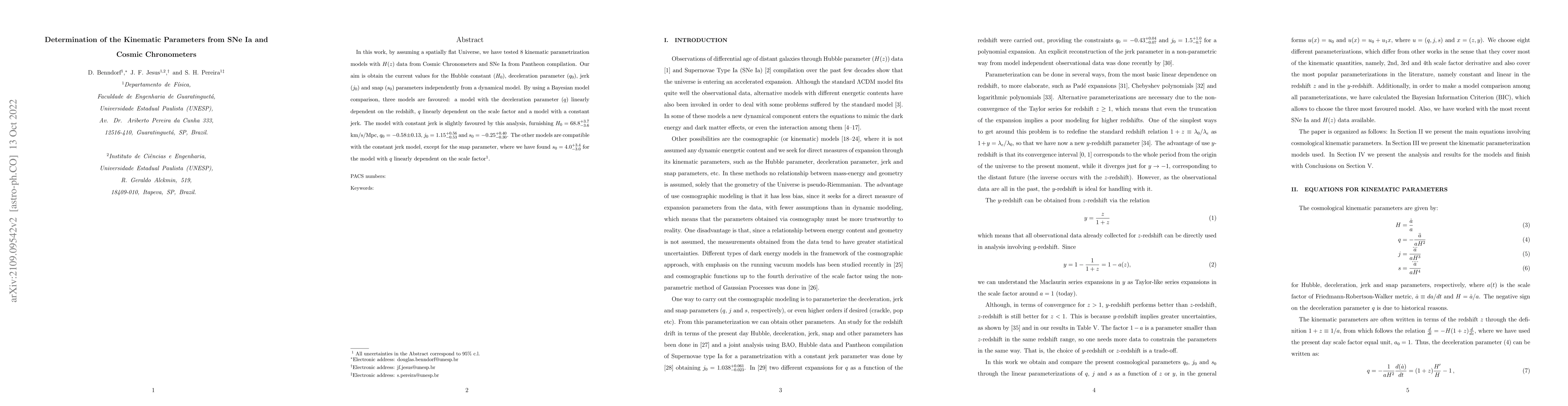Thumbnail for Determination of the Kinematic Parameters from SNe Ia and Cosmic
  Chronometers