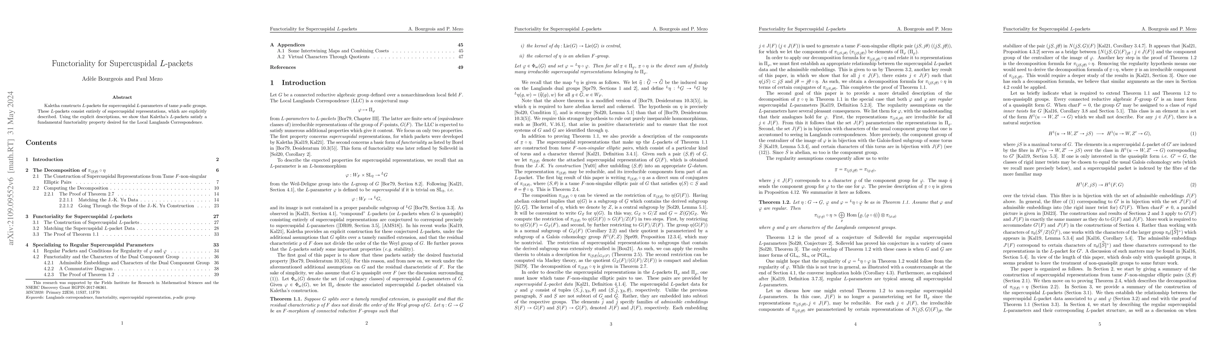 Thumbnail for Functoriality for supercuspidal L-packets