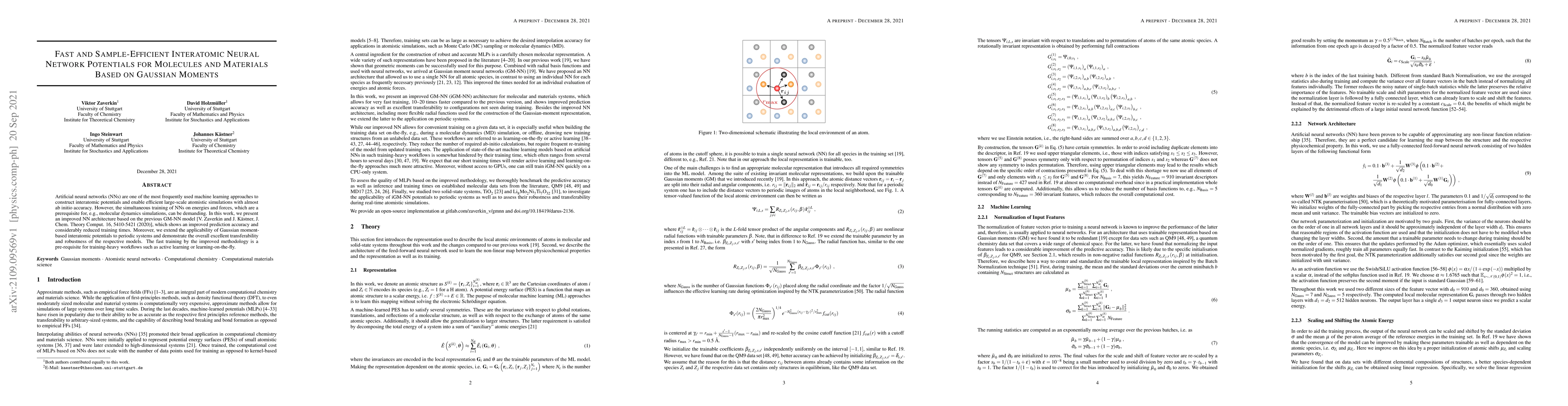 Thumbnail for Fast and Sample-Efficient Interatomic Neural Network Potentials for
  Molecules and Materials Based on Gaussian Moments