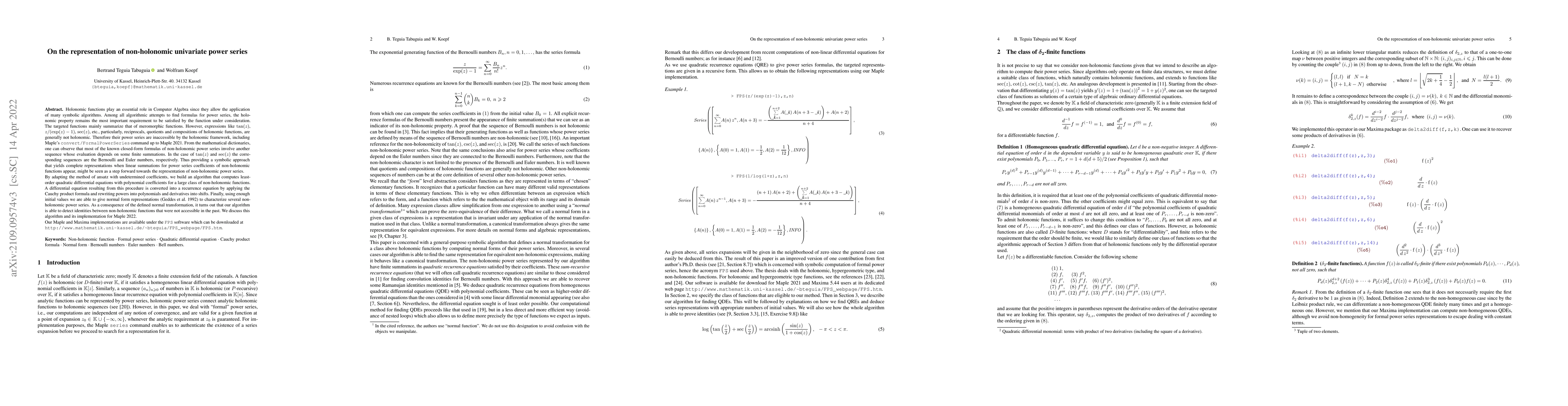 Thumbnail for On the representation of non-holonomic univariate power series