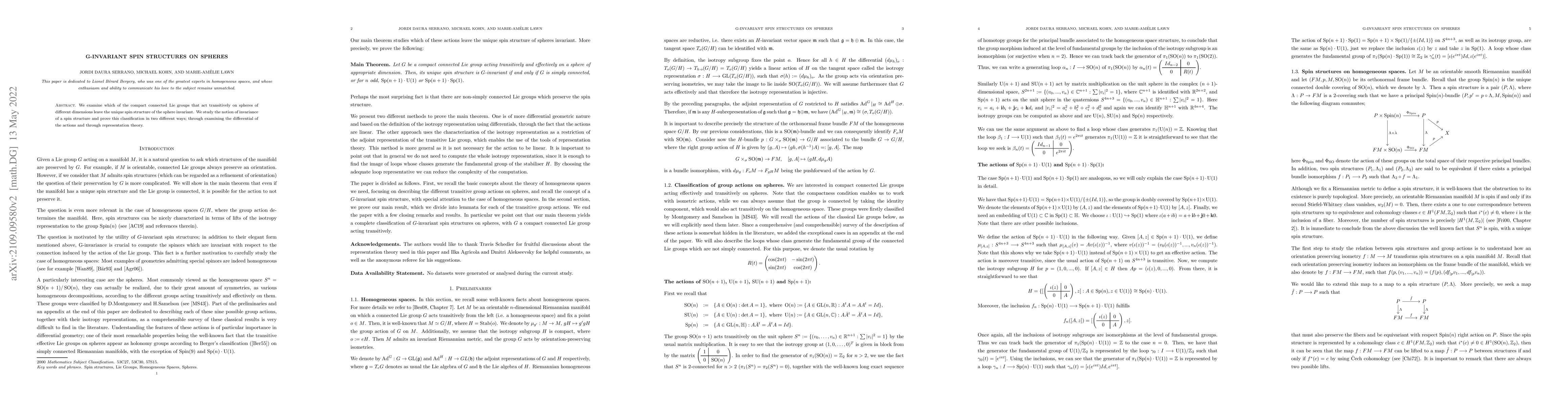Thumbnail for G-invariant Spin Structures on Spheres