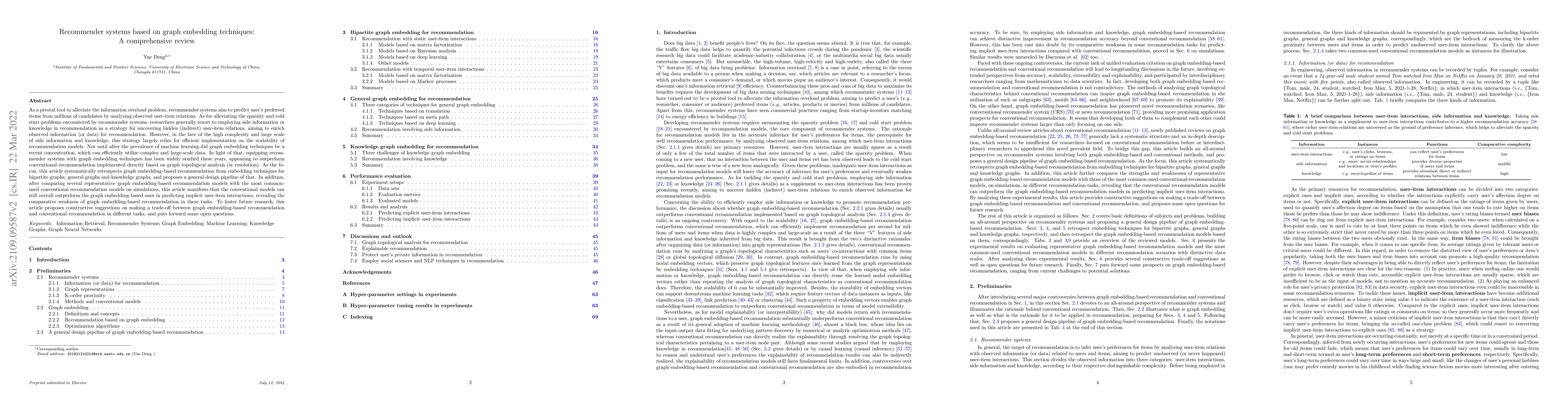 Thumbnail for Recommender systems based on graph embedding techniques: A comprehensive
  review