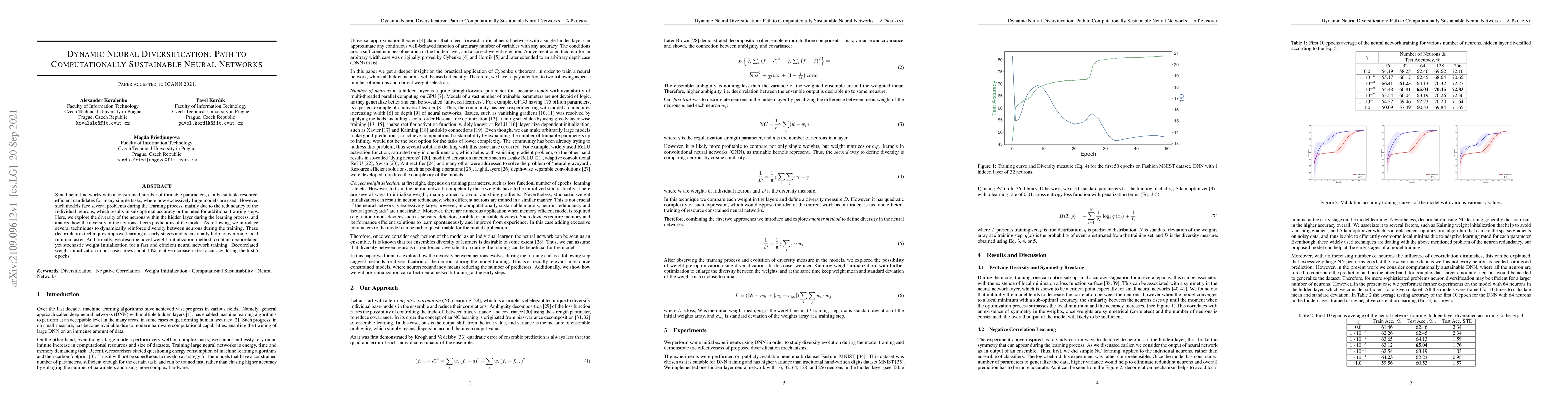 Thumbnail for Dynamic Neural Diversification: Path to Computationally Sustainable
  Neural Networks