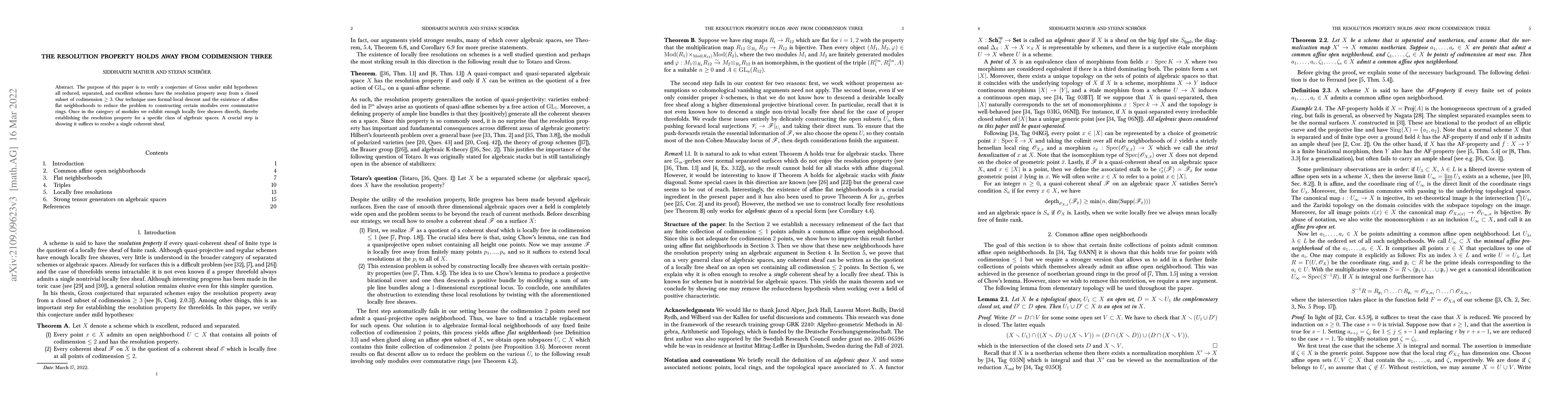 Thumbnail for The resolution property holds away from codimension three