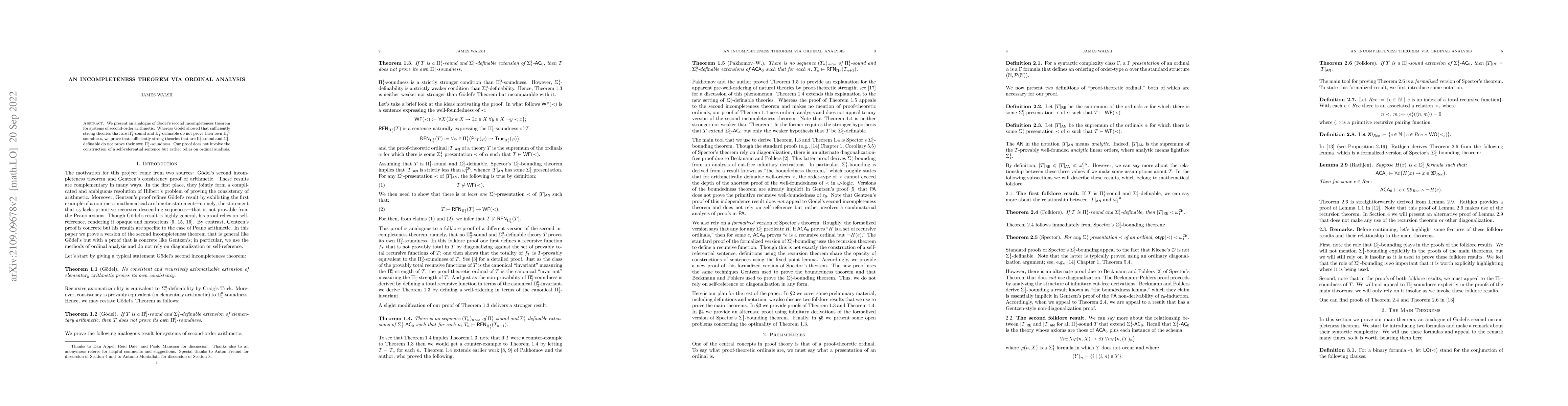Thumbnail for An incompleteness theorem via ordinal analysis