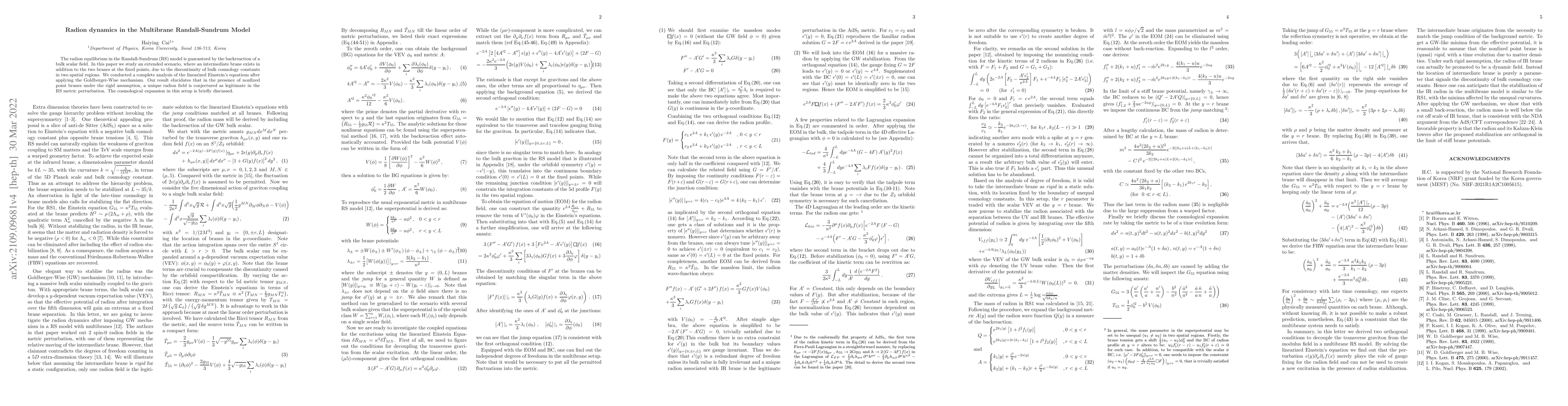 Thumbnail for Radion dynamics in the Multibrane Randall-Sundrum Model