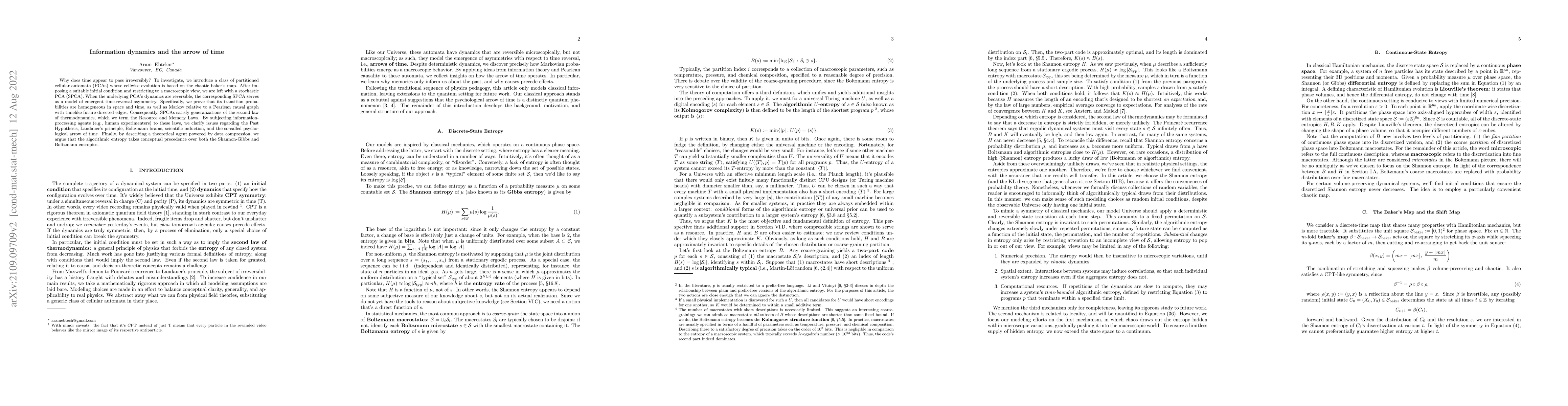 Thumbnail for Information dynamics and the arrow of time