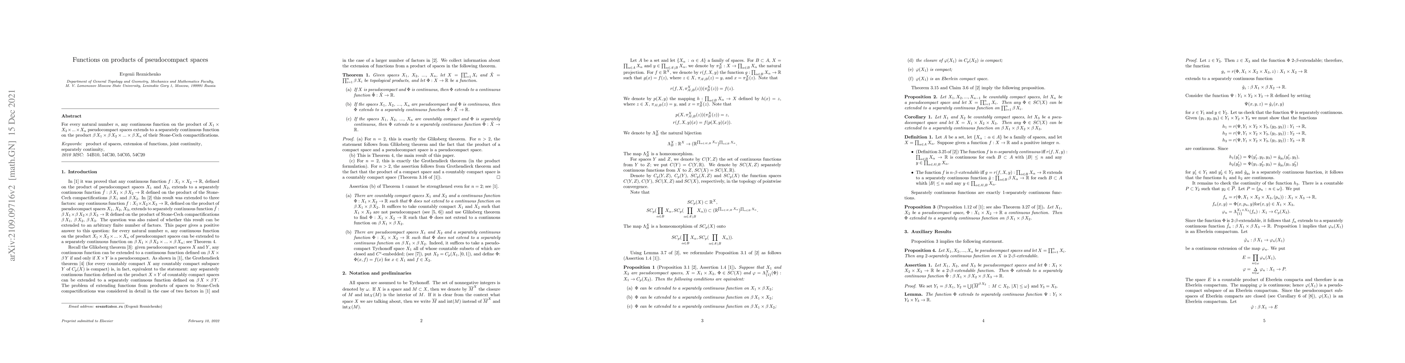 Thumbnail for Functions on products of pseudocompact spaces