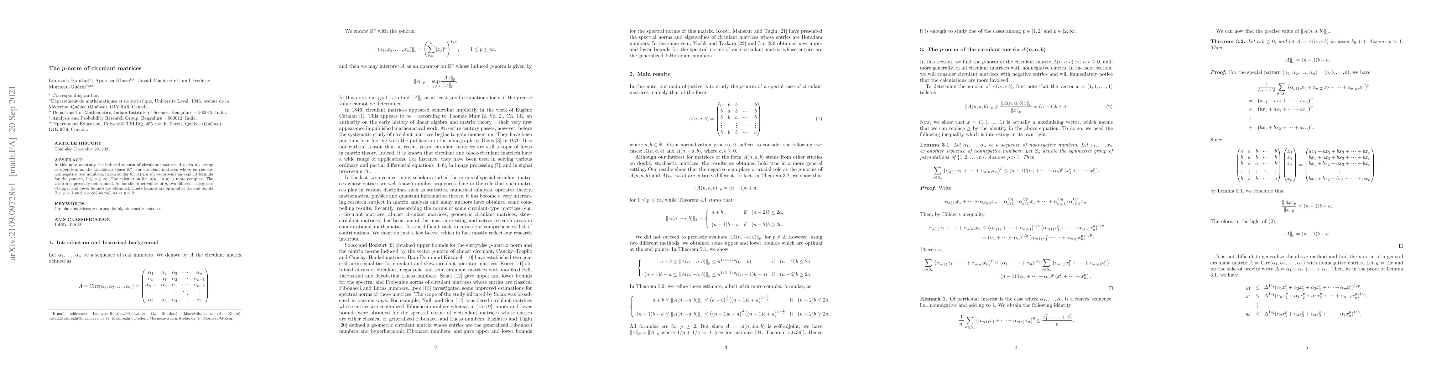 Thumbnail for The $p$-norm of circulant matrices