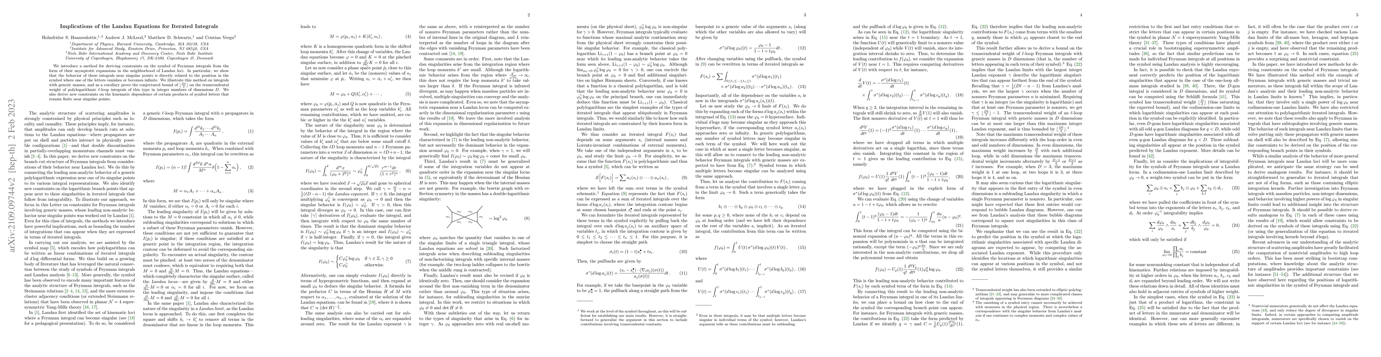 Thumbnail for Implications of the Landau Equations for Iterated Integrals