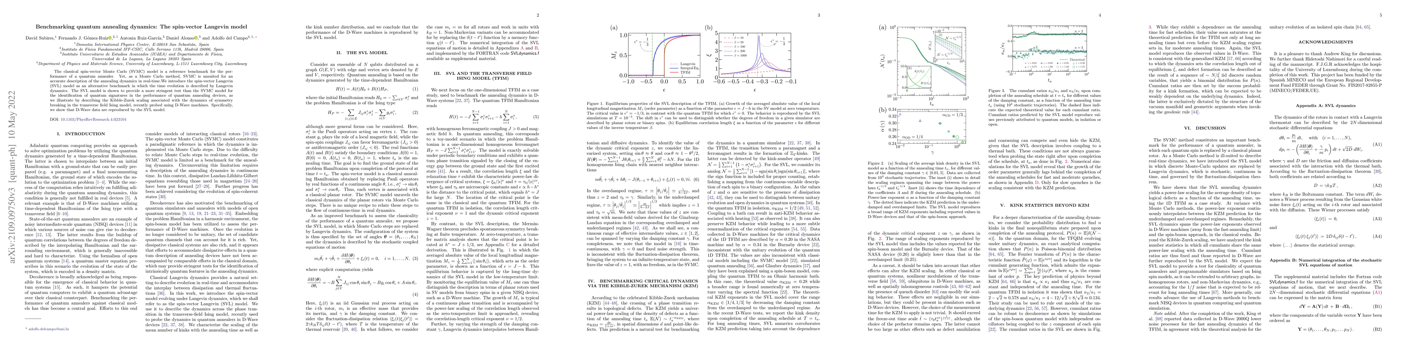 Thumbnail for Benchmarking quantum annealing dynamics: the spin-vector Langevin model