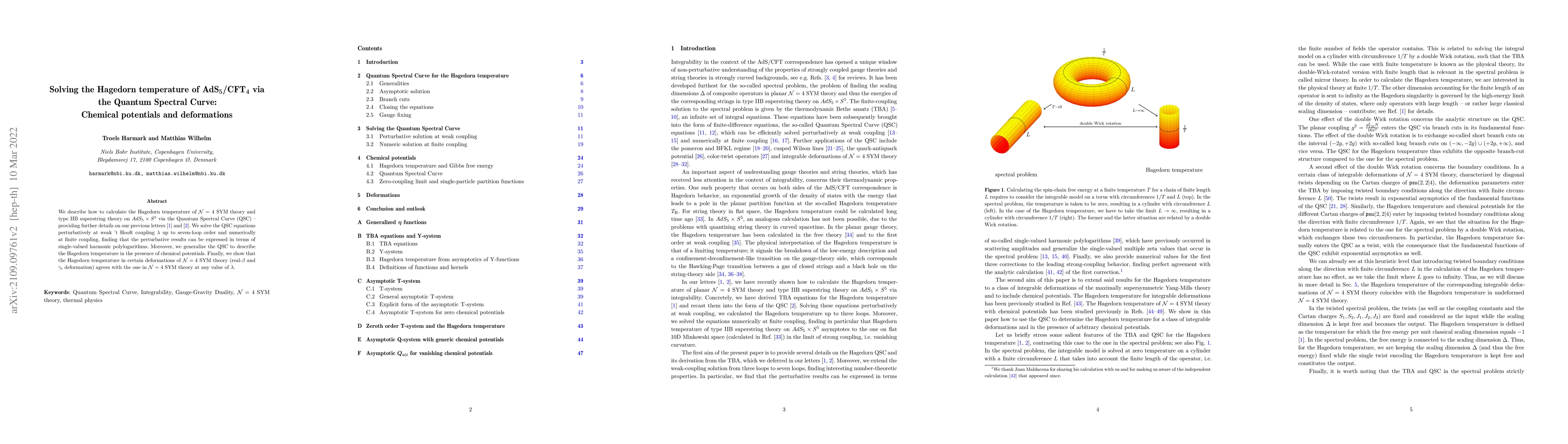 Thumbnail for Solving the Hagedorn temperature of AdS5/CFT4 via the Quantum Spectral
  Curve: Chemical potentials and deformations