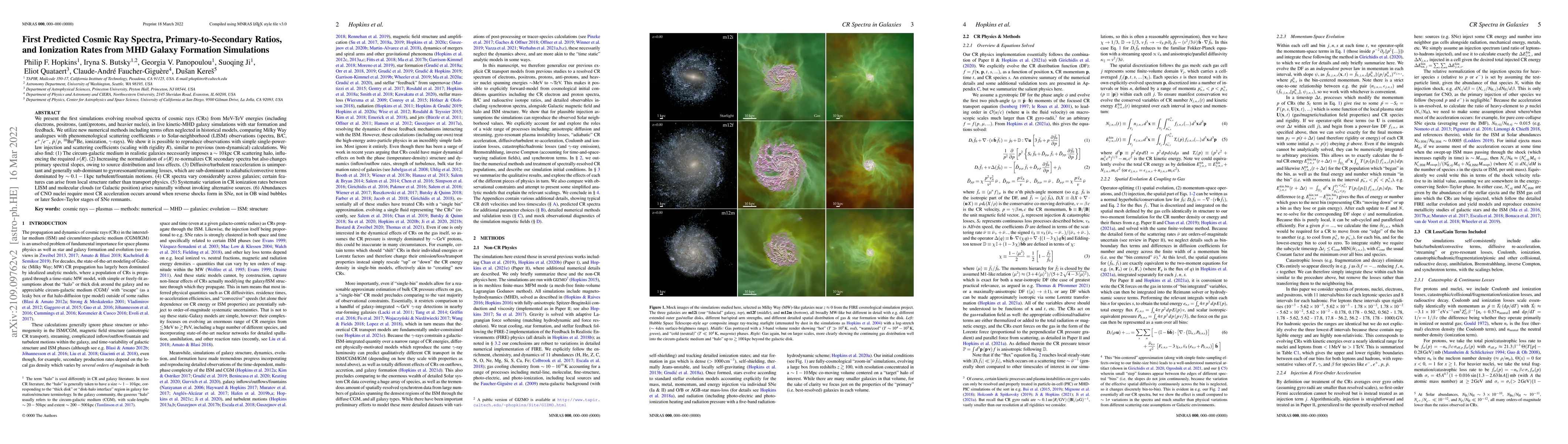 Thumbnail for First Predicted Cosmic Ray Spectra, Primary-to-Secondary Ratios, and
  Ionization Rates from MHD Galaxy Formation Simulations
