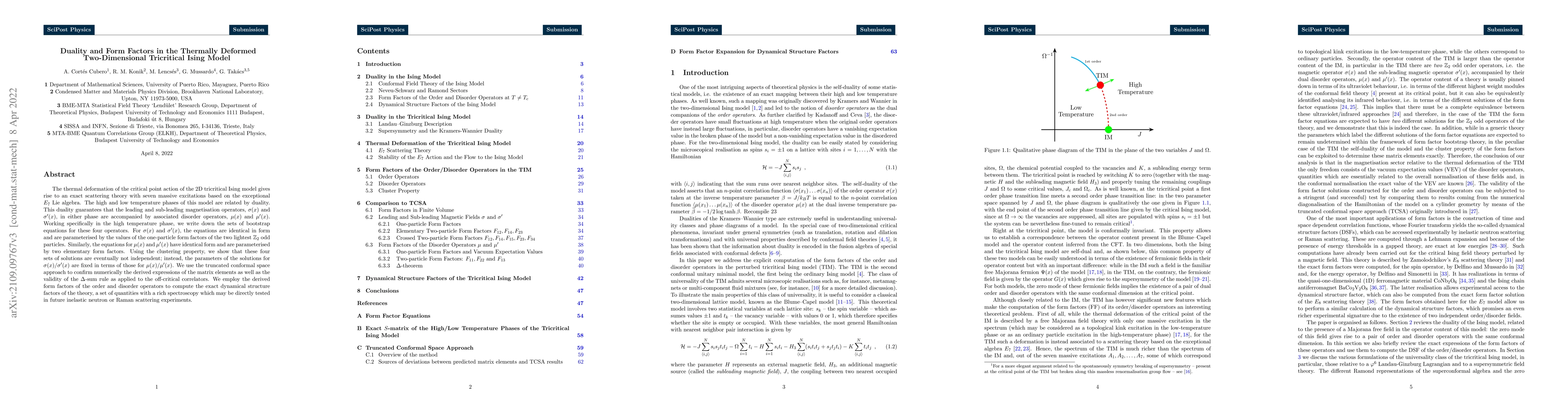 Thumbnail for Duality and Form Factors in the Thermally Deformed Two-Dimensional
  Tricritical Ising Model