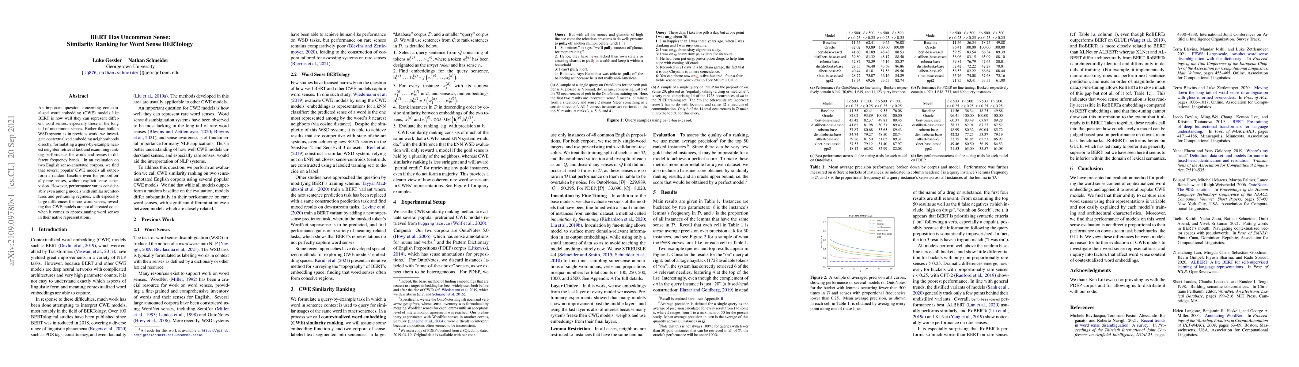 Thumbnail for BERT Has Uncommon Sense: Similarity Ranking for Word Sense BERTology