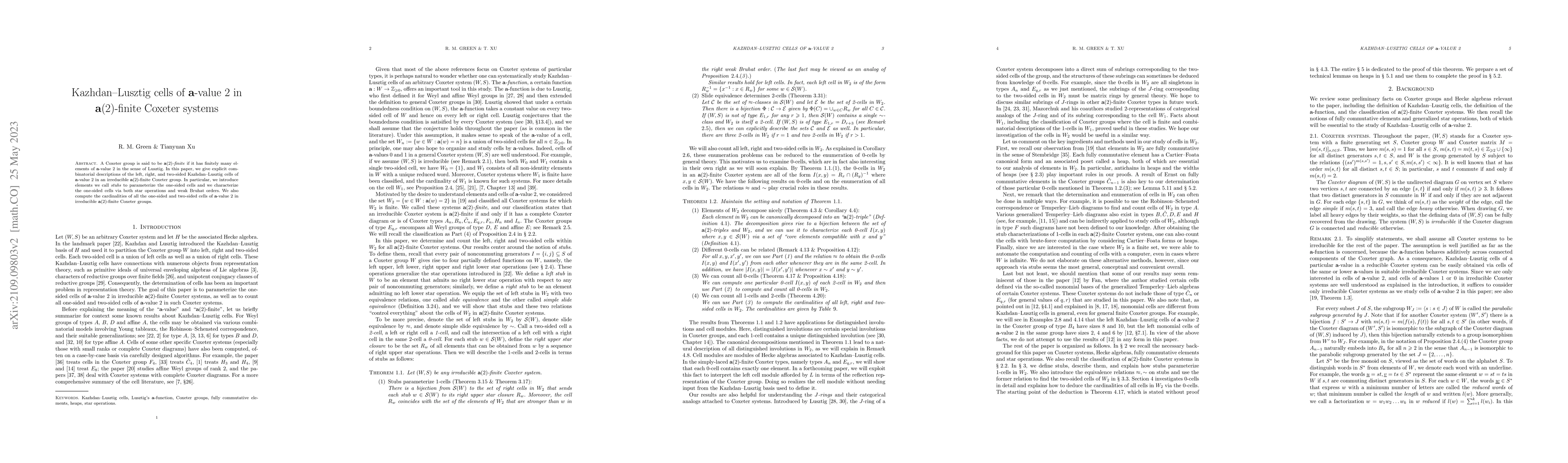 Thumbnail for Kazhdan--Lusztig cells of $\mathbf{a}$-value 2 in $\mathbf{a}(2)$-finite
  Coxeter systems