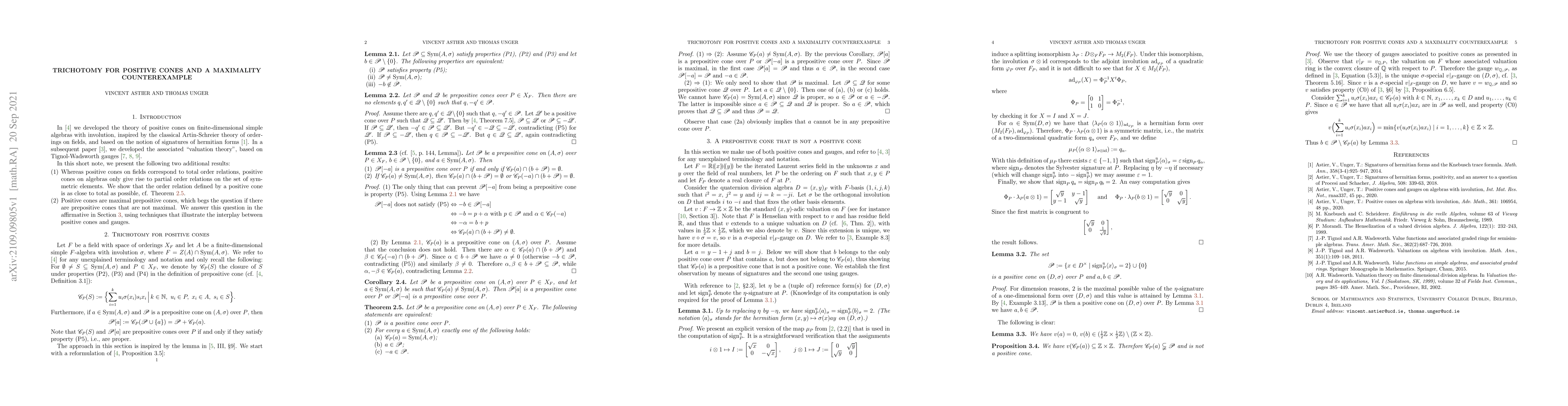Thumbnail for Trichotomy for positive cones and a maximality counterexample