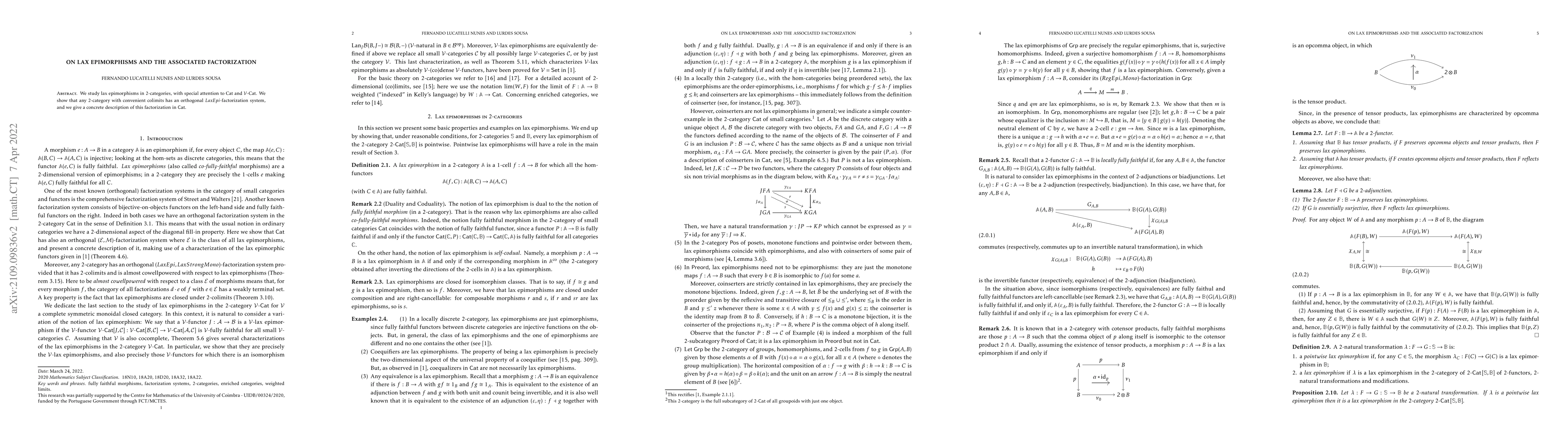 Thumbnail for On lax epimorphisms and the associated factorization
