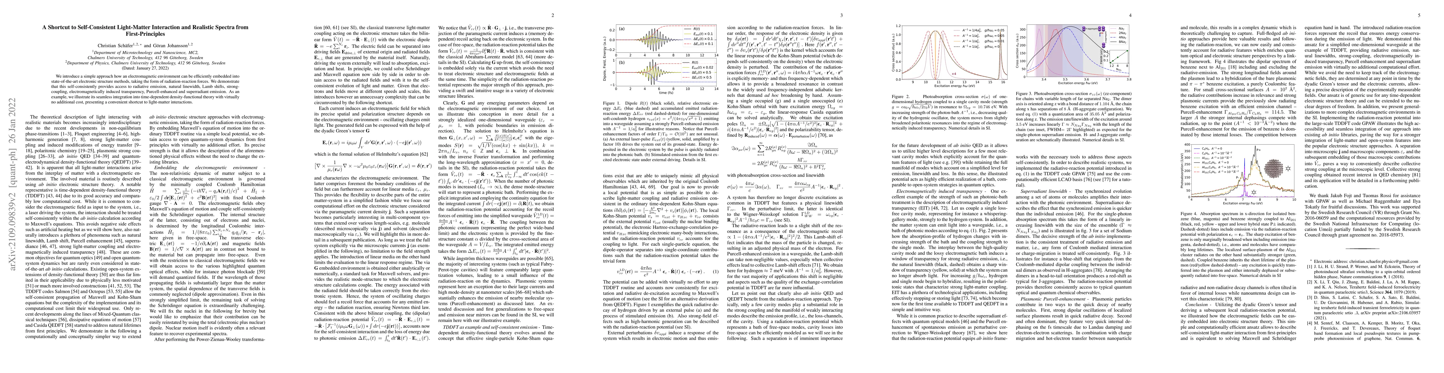 Thumbnail for A Shortcut to Self-Consistent Light-Matter Interaction and Realistic
  Spectra from First-Principles