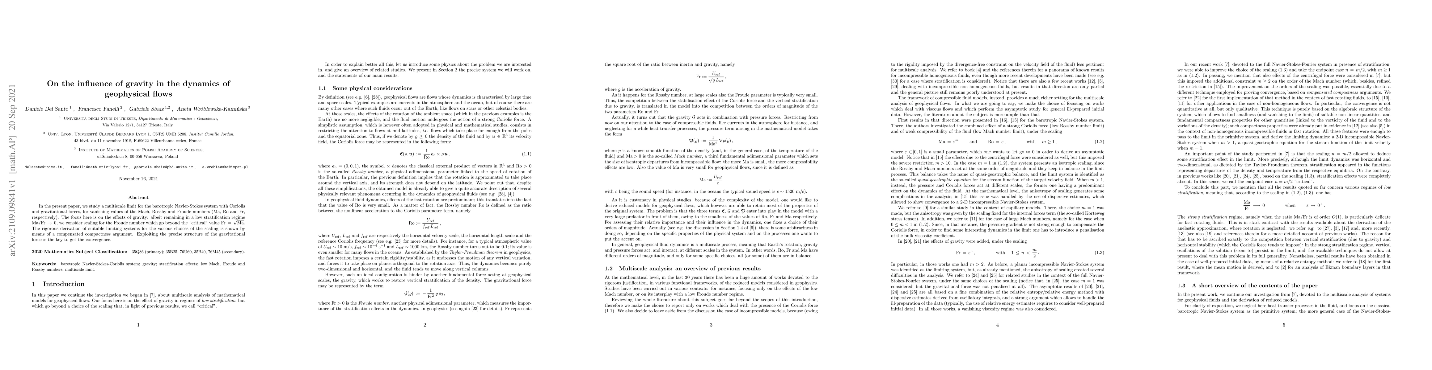 Thumbnail for On the influence of gravity in the dynamics of geophysical flows
