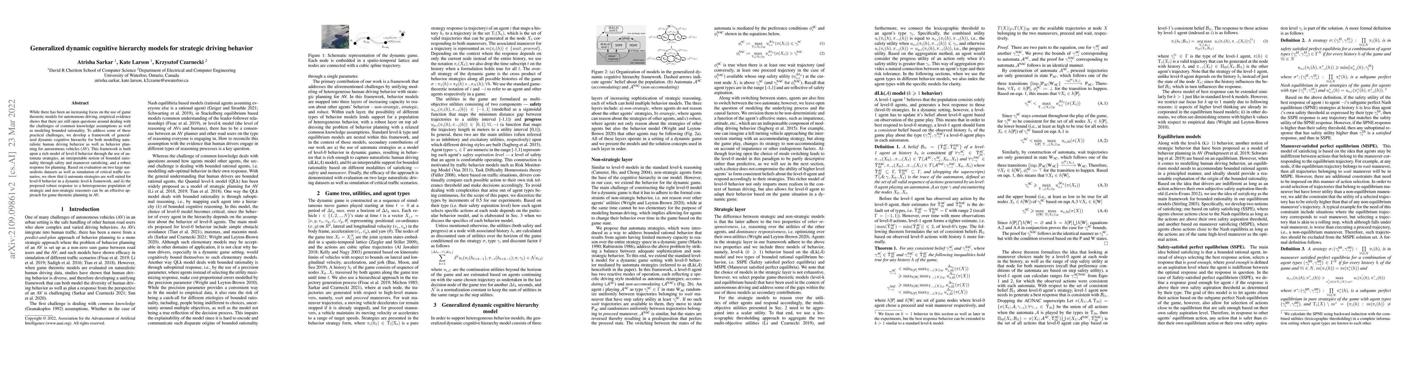 Thumbnail for Generalized dynamic cognitive hierarchy models for strategic driving
  behavior