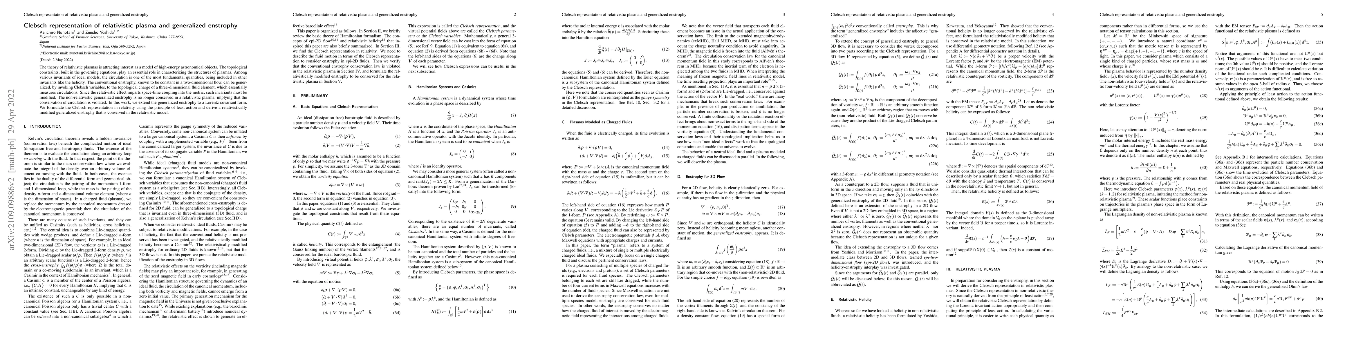 Thumbnail for Clebsch representation of relativistic plasma and generalized enstrophy