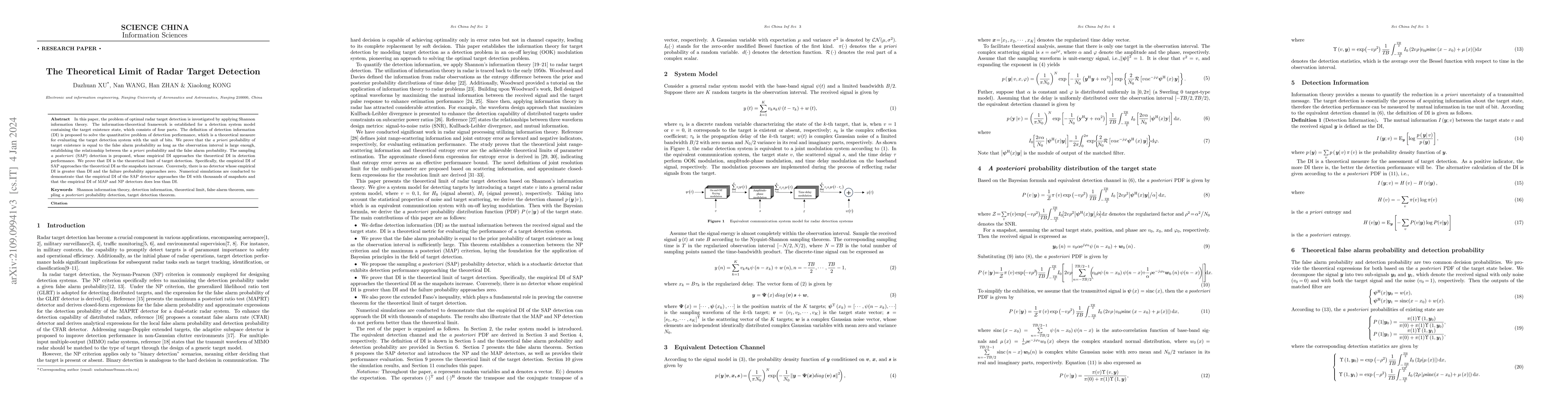 Thumbnail for The Theoretical Limit of Radar Target Detection