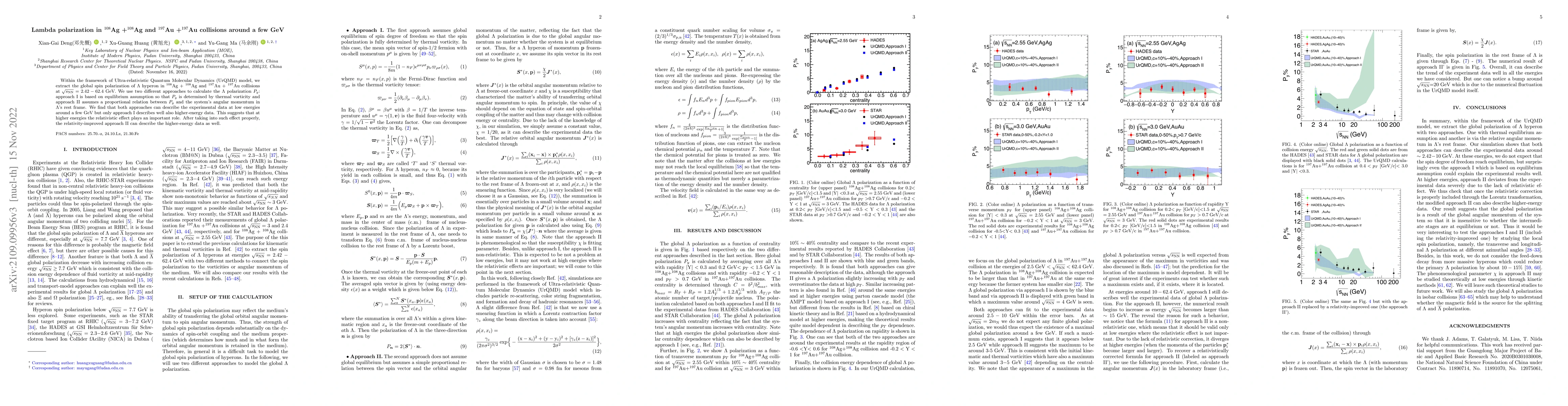 Thumbnail for Lambda polarization in $^{108}$Ag +$^{108}$Ag and $^{197}$Au +$^{197}$Au
  collisions around a few GeV
