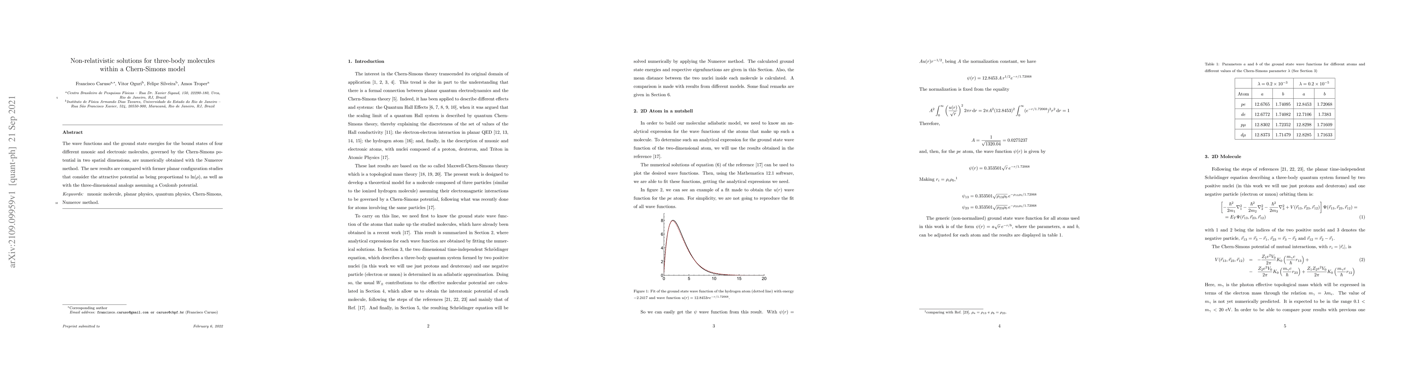 Thumbnail for Non-relativistic solutions for three-body molecules within a
  Chern-Simons model