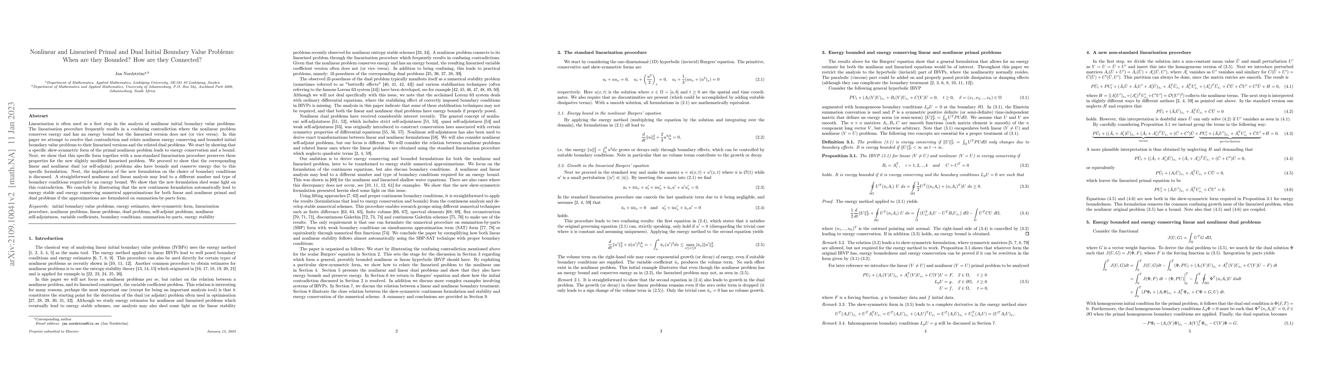 Thumbnail for Nonlinear and Linearised Primal and Dual Initial Boundary Value
  Problems: When are they Bounded? How are they Connected?