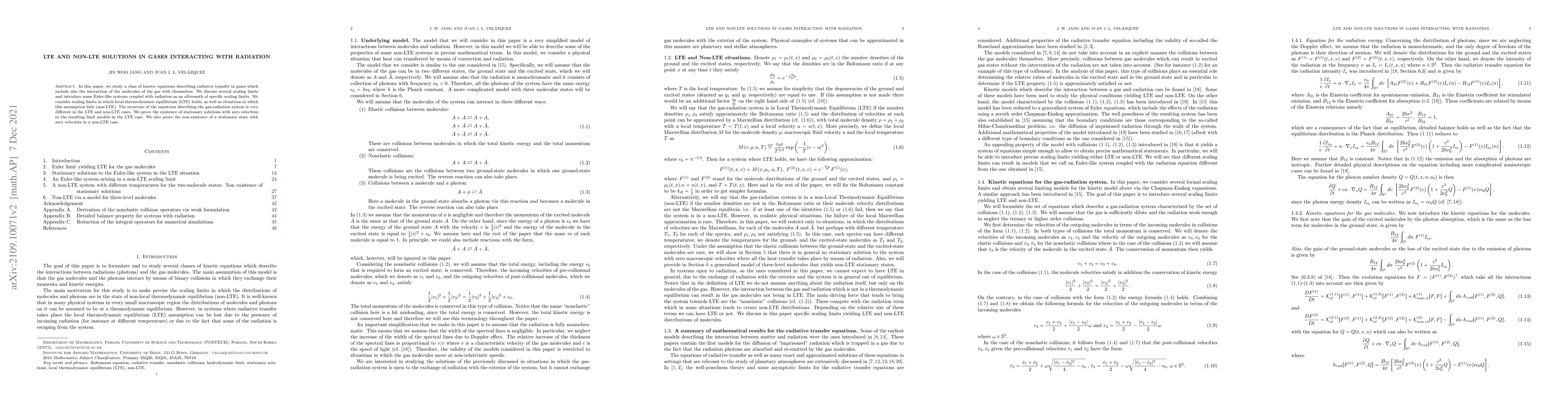 Thumbnail for LTE and Non-LTE Solutions in Gases Interacting with Radiation