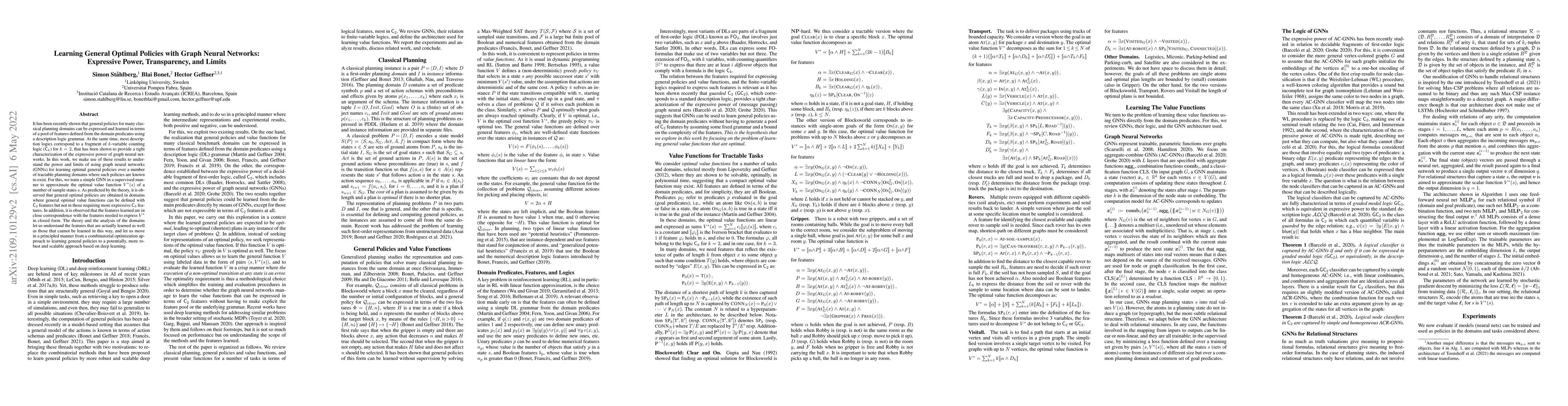 Thumbnail for Learning General Optimal Policies with Graph Neural Networks: Expressive
  Power, Transparency, and Limits