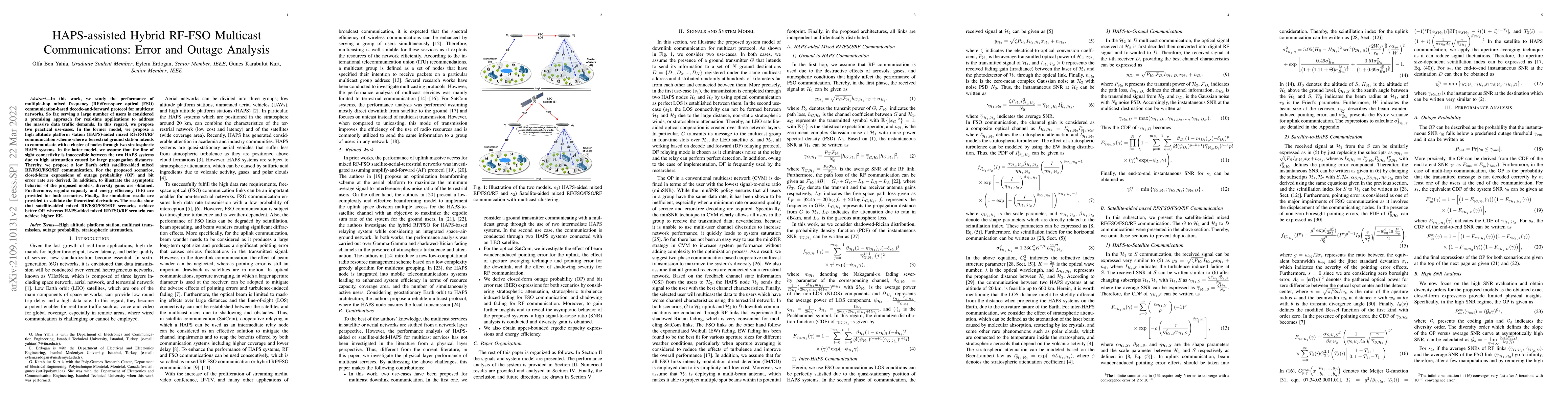 Thumbnail for HAPS-assisted Hybrid RF-FSO Multicast Communications: Error and Outage
  Analysis