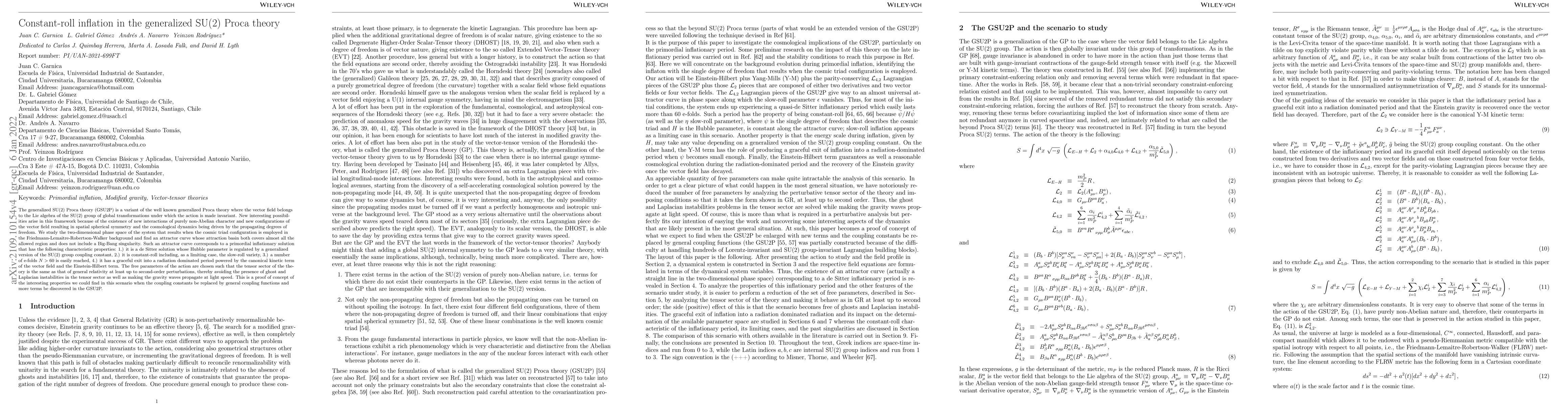 Thumbnail for Constant-roll inflation in the generalized SU(2) Proca theory