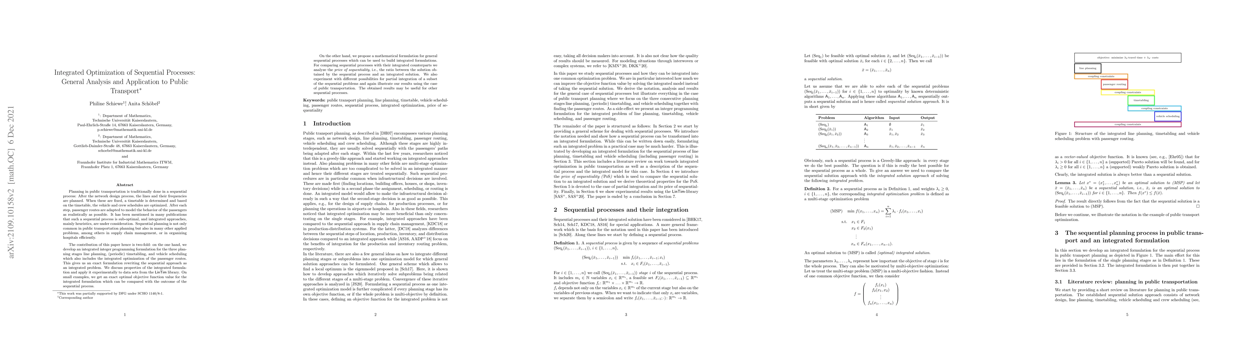 Thumbnail for Integrated Optimization of Sequential Processes: General Analysis and
  Application to Public Transport