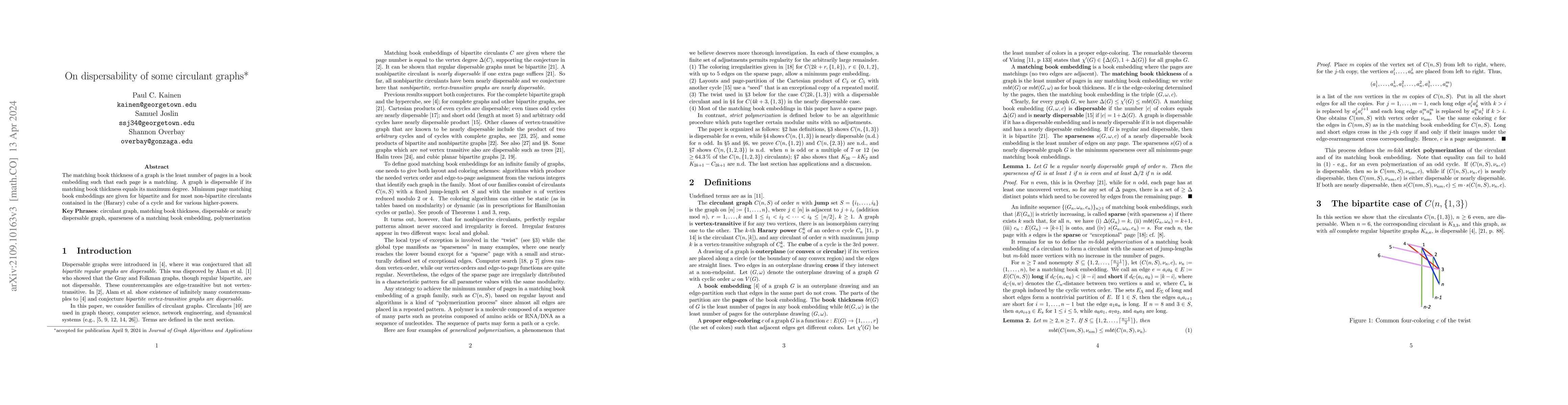 Thumbnail for On dispersability of some circulant graphs