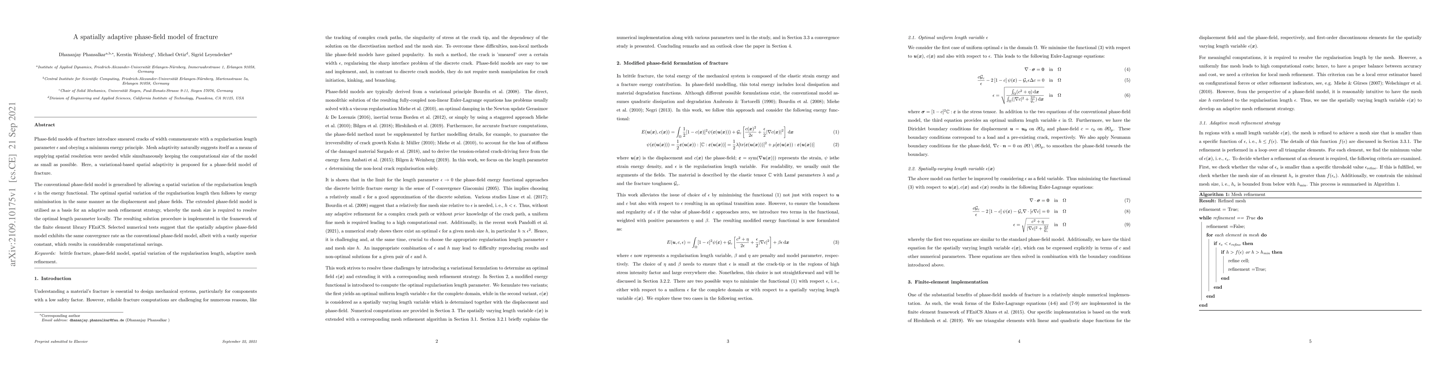 Thumbnail for A spatially adaptive phase-field model of fracture